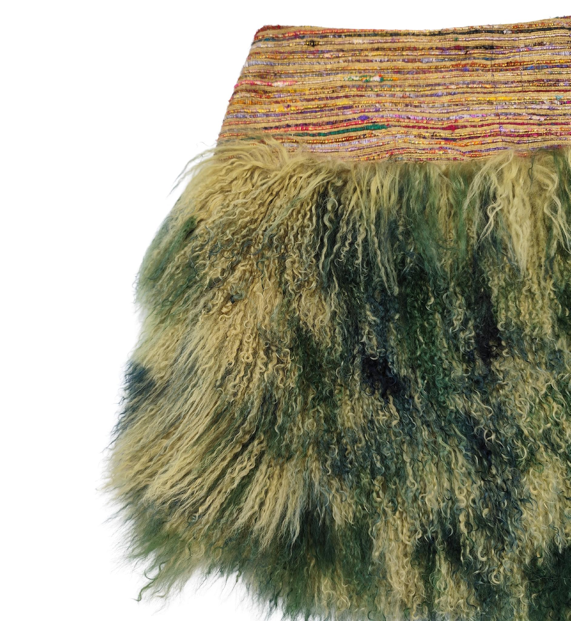 Romeo Gigli F/W 2001 multicolor Mongolian fur skirt 2