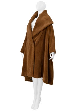 Romeo Gigli Faux Fur  Brown "Teddy Bear" Coat With Oversized Collar 1995