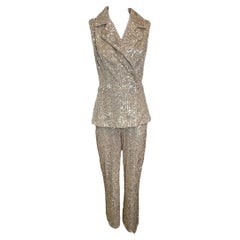 Romeo Gigli Goldfarbener Pailletten-Overall