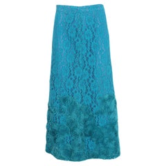 Romeo Gigli Gonna Lunga Elegante Pizzo Rose Verde Anni 2000s