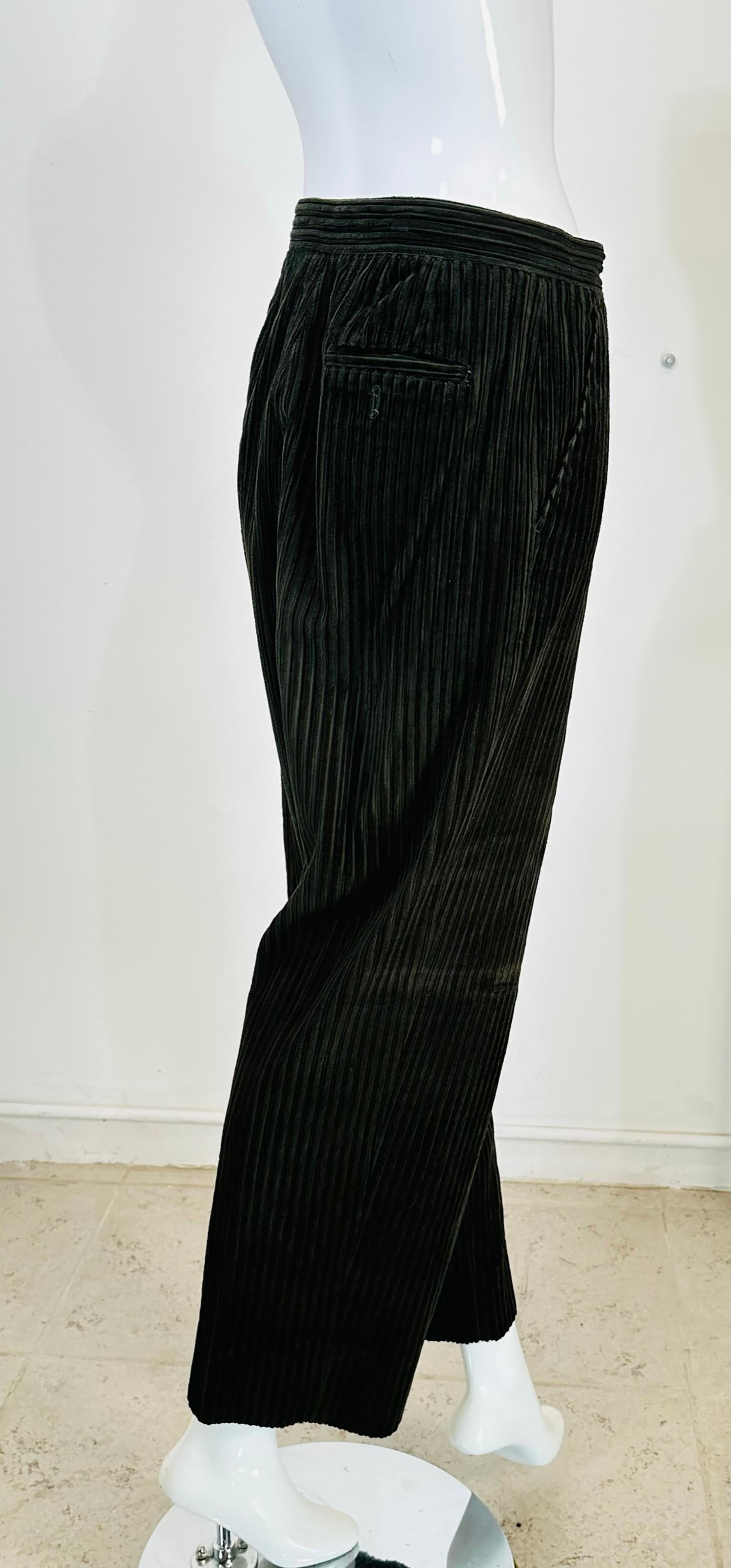 Women's Romeo Gigli Grey/Green Wide Wale Corduroy Man Tailored Trousers 44