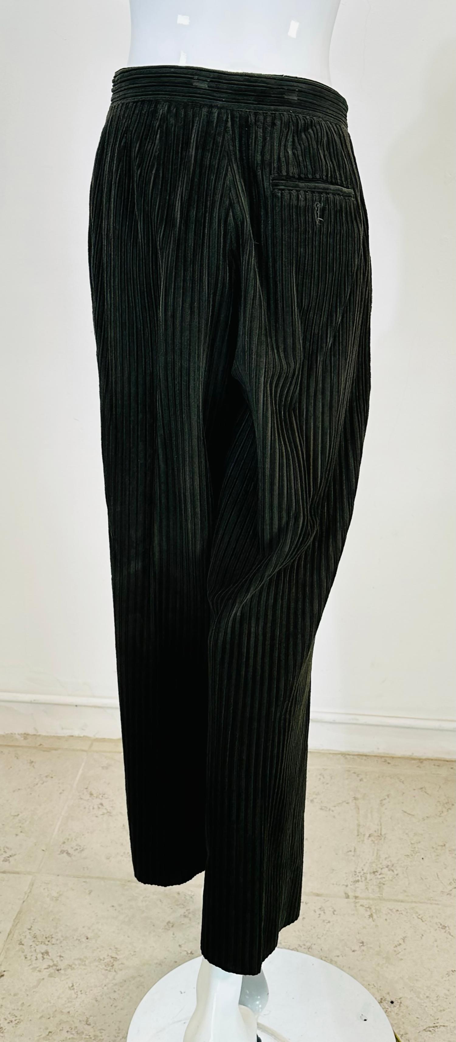 Romeo Gigli Grey/Green Wide Wale Corduroy Man Tailored Trousers 44 1