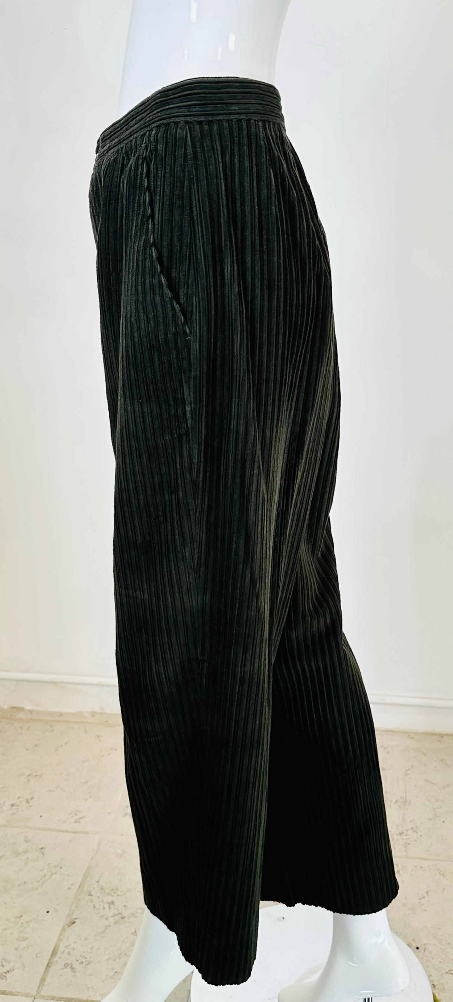 Romeo Gigli Grey/Green Wide Wale Corduroy Man Tailored Trousers 44 3