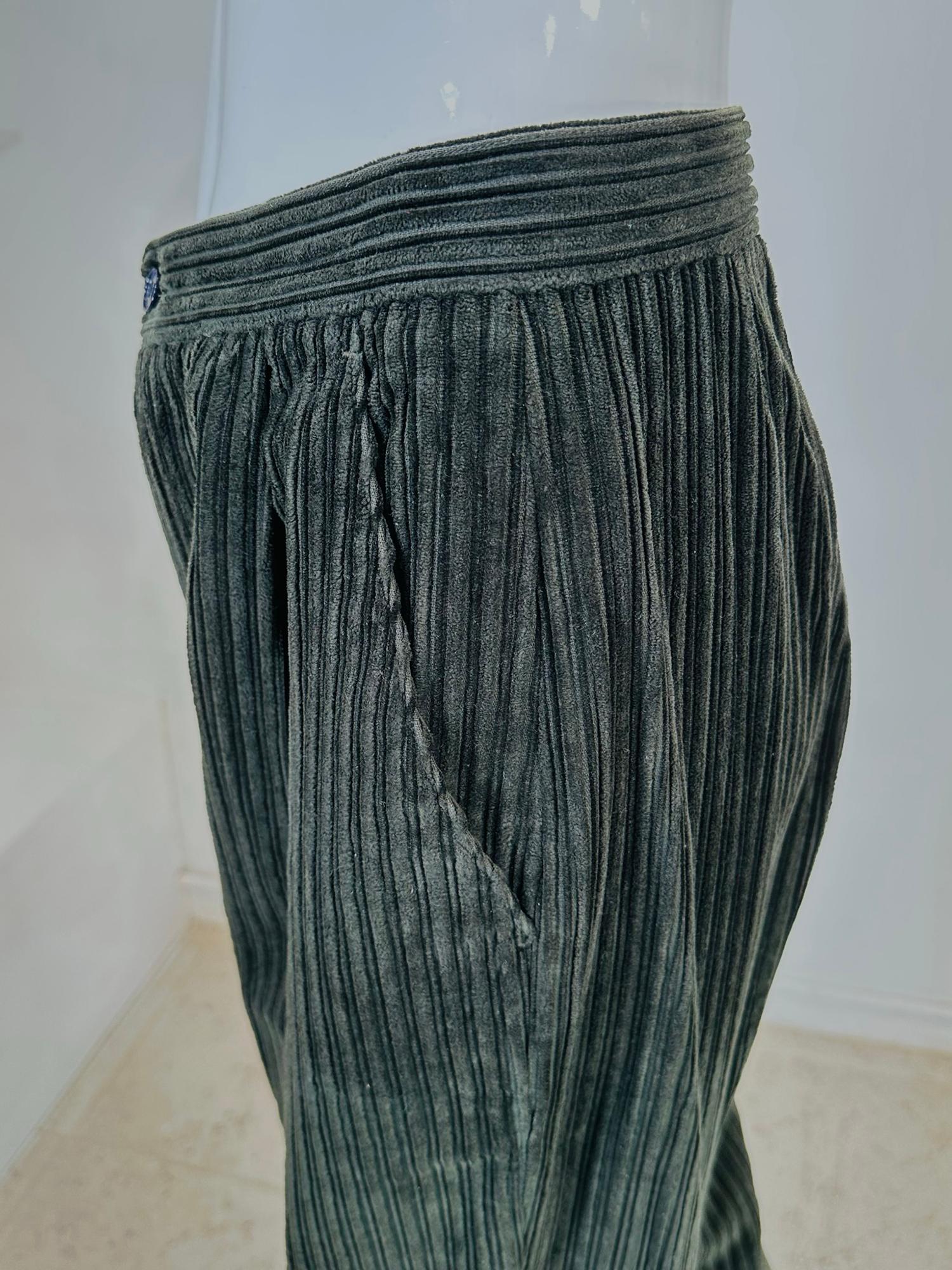 Romeo Gigli Grey/Green Wide Wale Corduroy Man Tailored Trousers 44 4