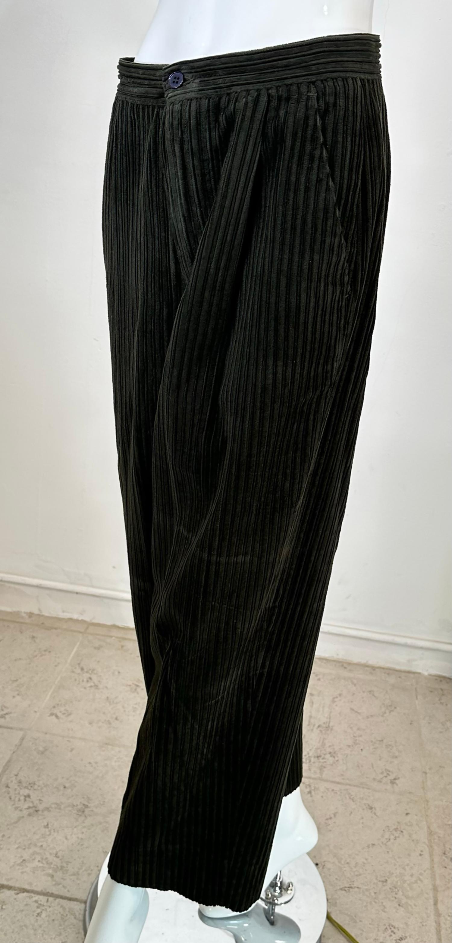 Romeo Gigli Grey/Green Wide Wale Corduroy Man Tailored Trousers 44 5
