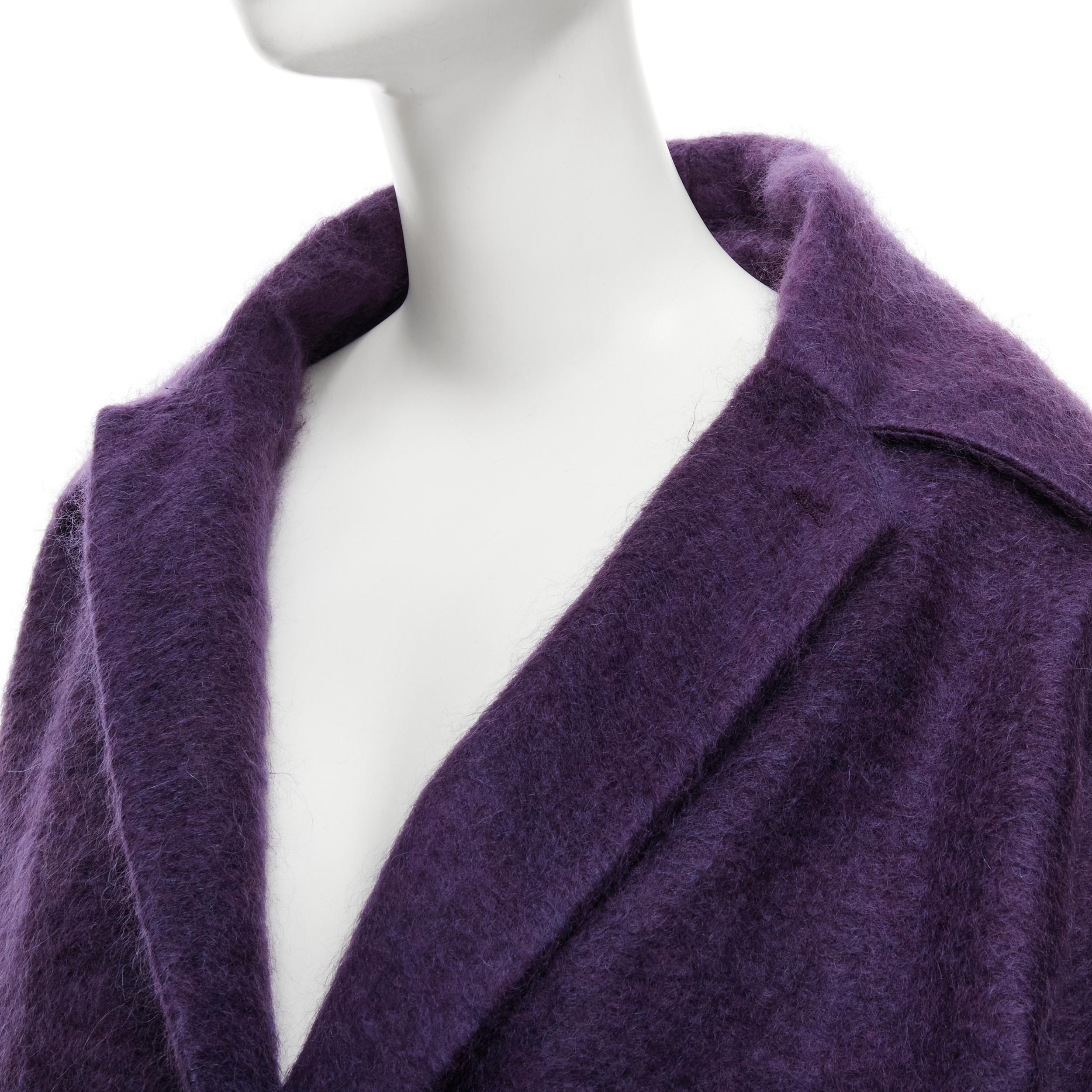 ROMEO GIGLI JOYCE purple fuzzy wool blend double berasted cocoon coat FR36 S In Excellent Condition In Hong Kong, NT