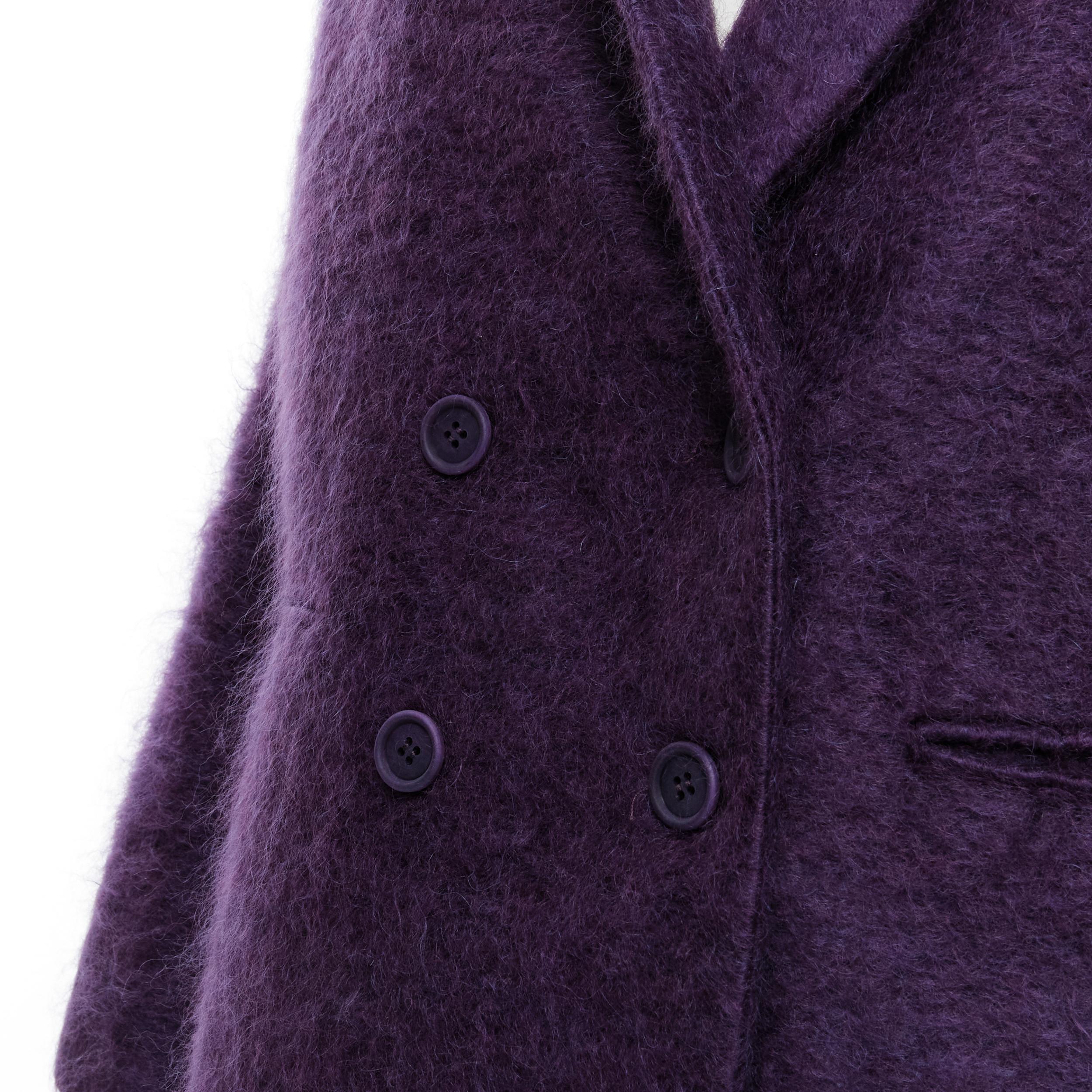 Women's ROMEO GIGLI JOYCE purple fuzzy wool blend double berasted cocoon coat FR36 S