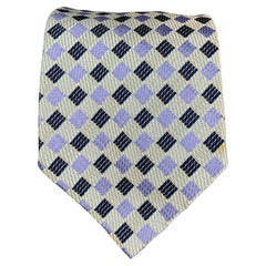 ROMEO GIGLI Light Blue Purple Checkered Silk Tie