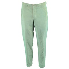 Romeo Gigli Men's Vintage 1990's Iridescent Green & Brown Slim Leg Ribbed Pants
