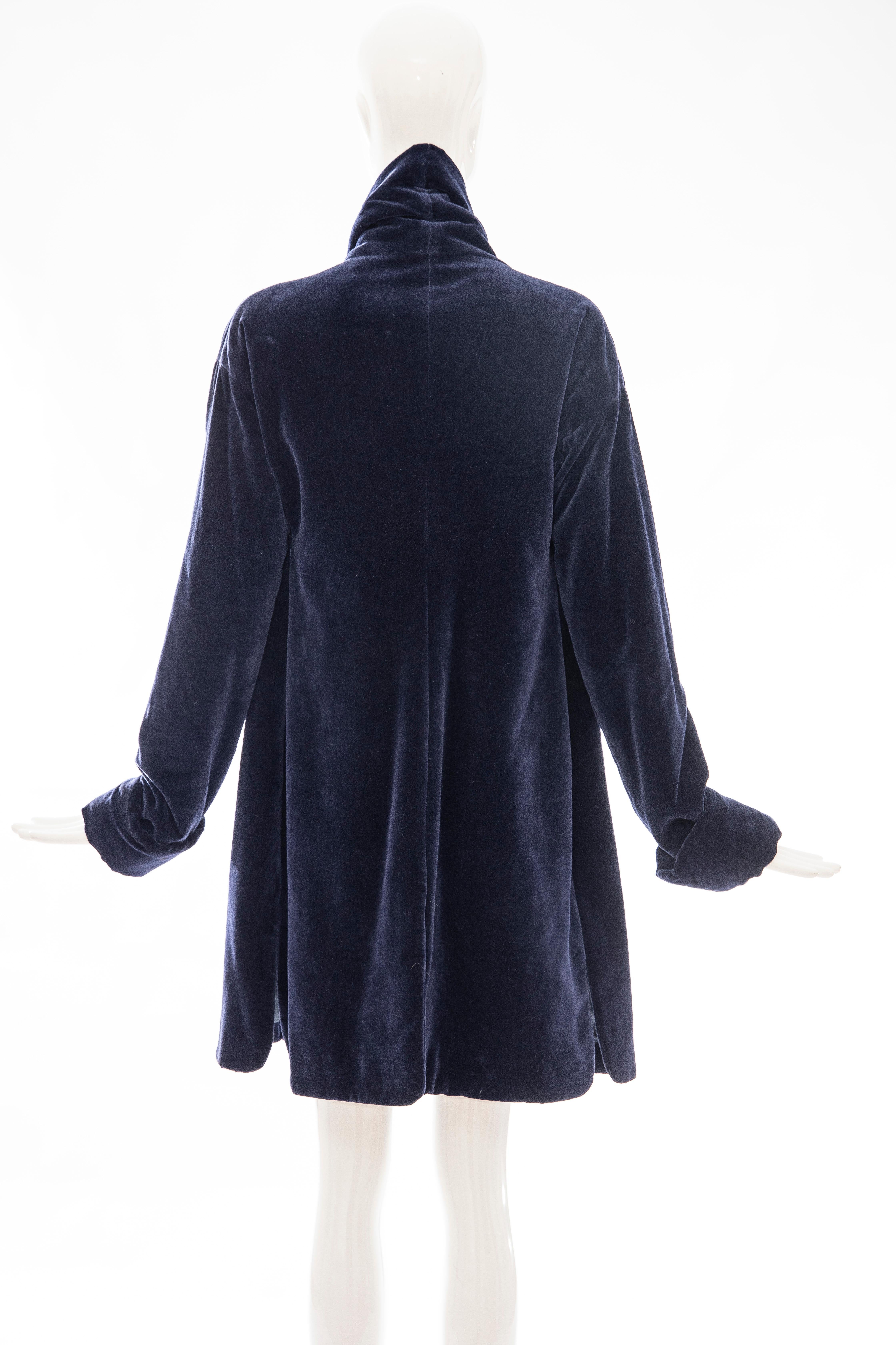 Romeo Gigli Navy Blue Cotton Velvet Appliquéd Tassels Kimono Jacket, Fall 1994 For Sale 1