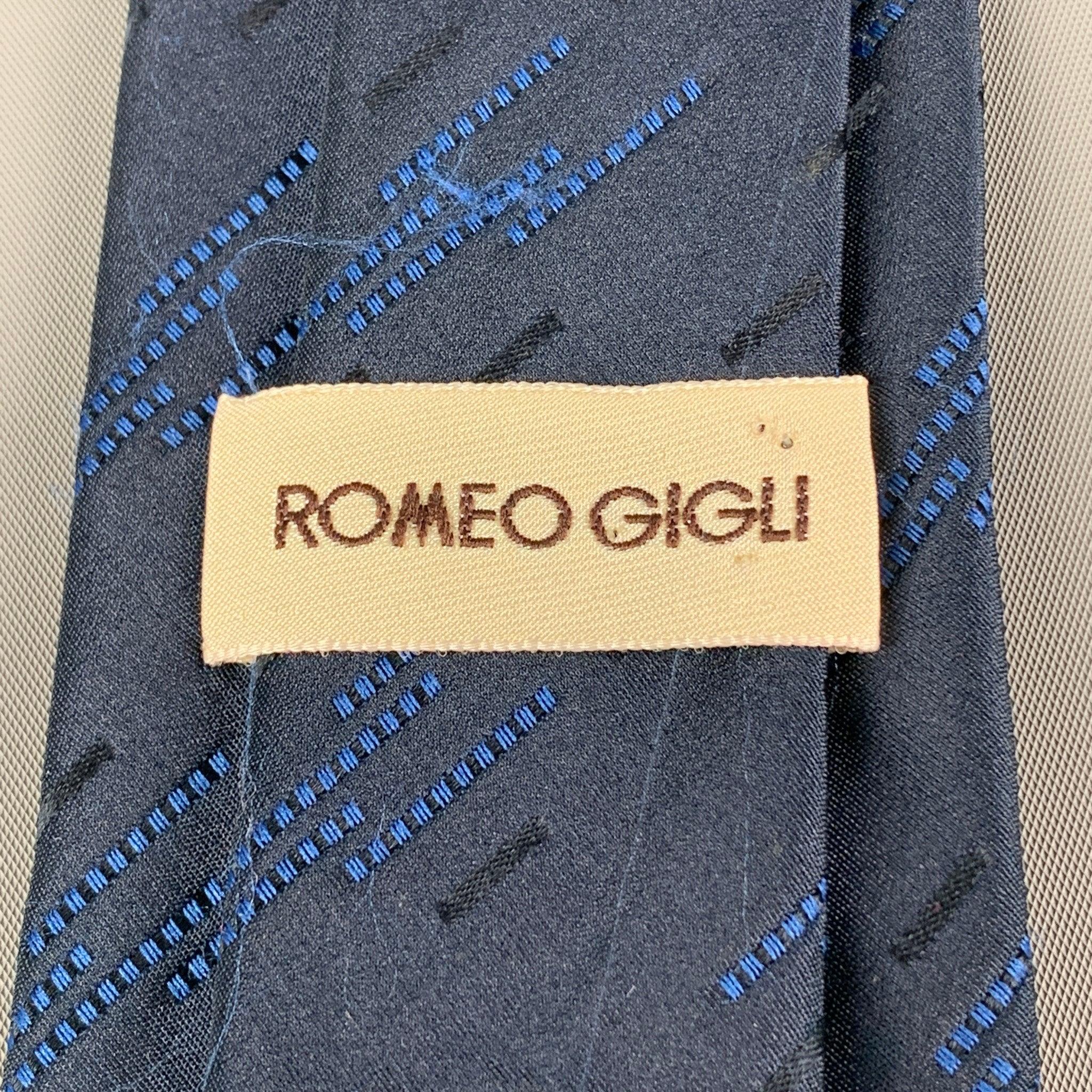 Men's ROMEO GIGLI Navy Blue Textured Silk Blend Tie