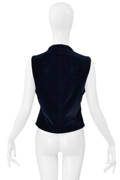 Romeo Gigli Navy Blue Velvet Vest 1985