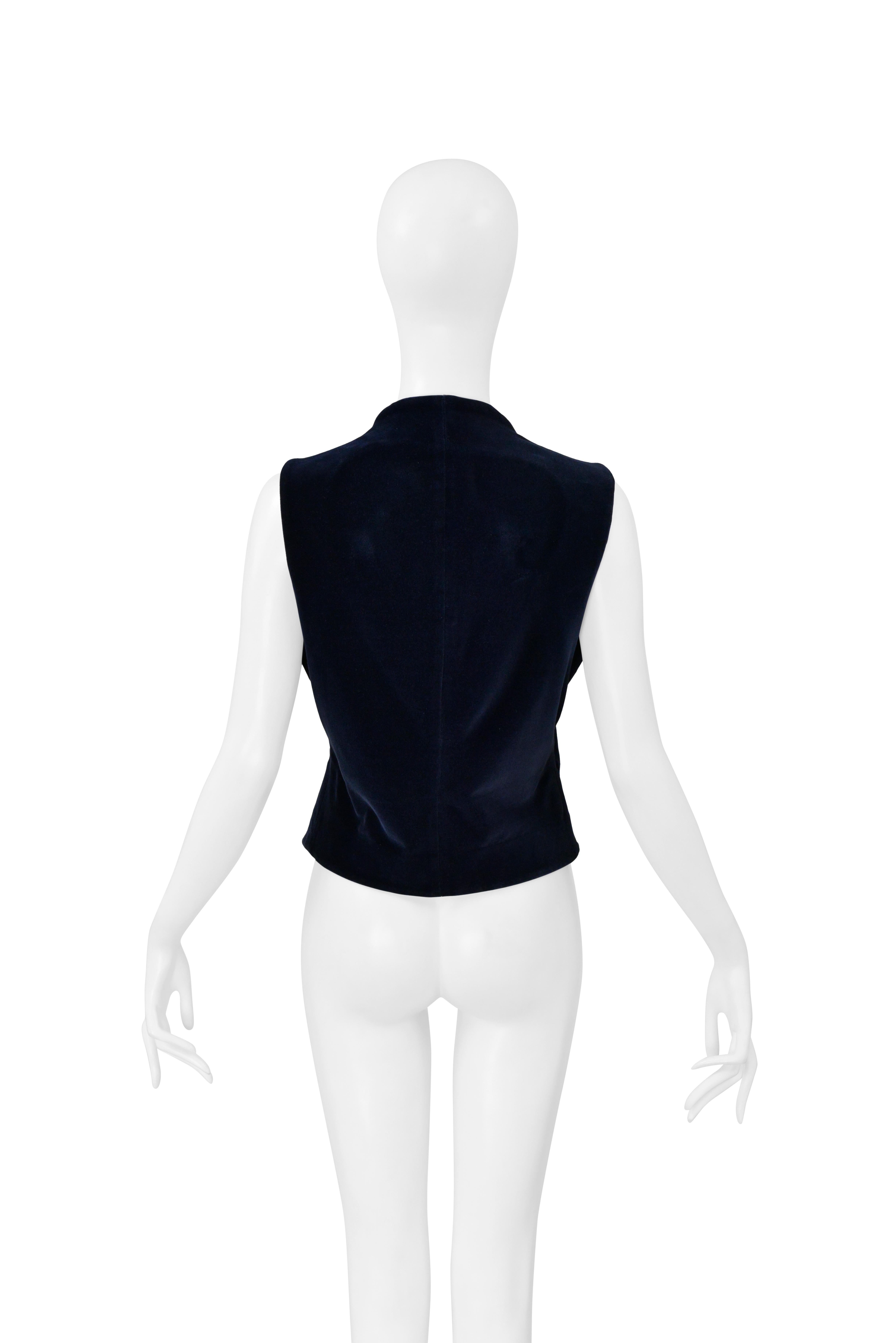 Romeo Gigli Gilet di velluto blu navy 1985 In condizioni ottime in vendita a Los Angeles, CA