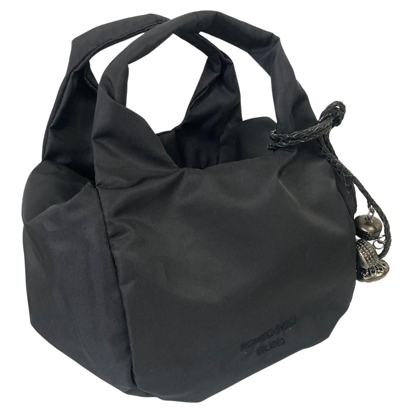 Romeo Gigli Nylon Black Mini Bag With Charms NWT 2000s In New Condition For Sale In Berlin, DE