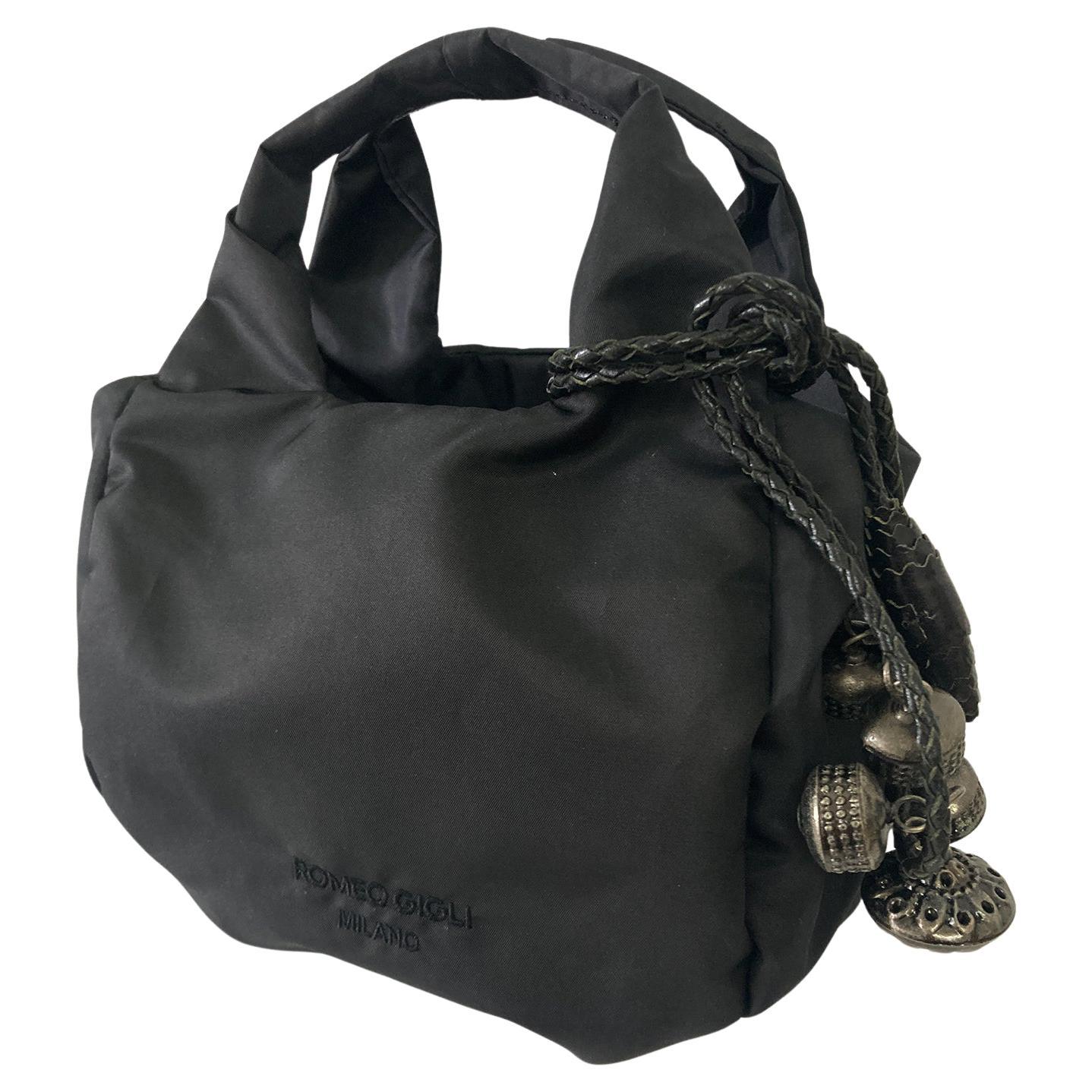 Women's Romeo Gigli Nylon Black Mini Bag With Charms NWT 2000s For Sale