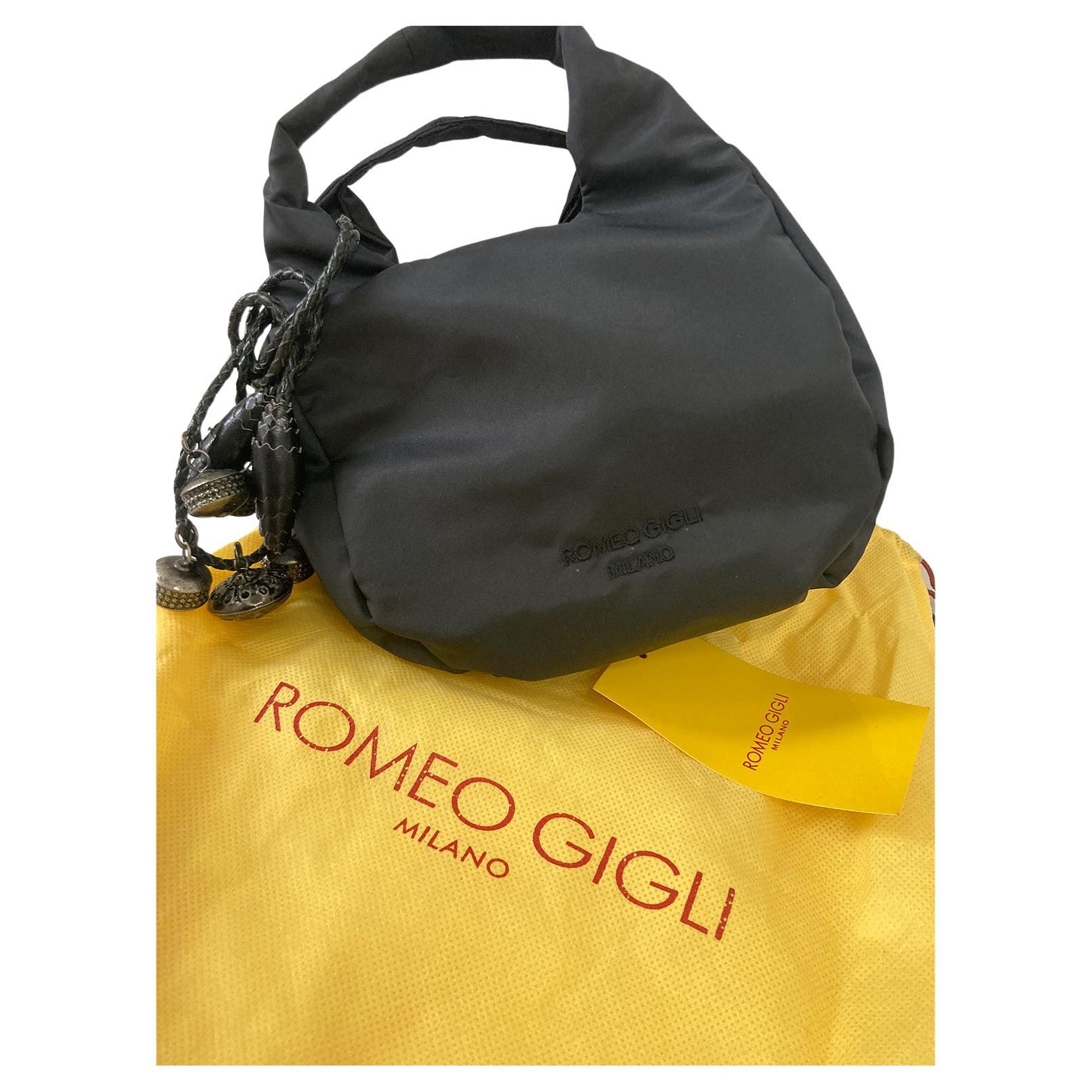 Romeo Gigli Nylon Black Mini Bag With Charms NWT 2000s For Sale 4