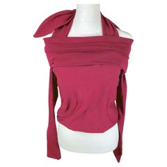 Romeo Gigli OffShoulder Tied Halter LongSleeve StretchWool Knit Pullover, 1990s