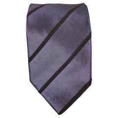 ROMEO GIGLI Purple Black Diagonal Stripe Silk Tie