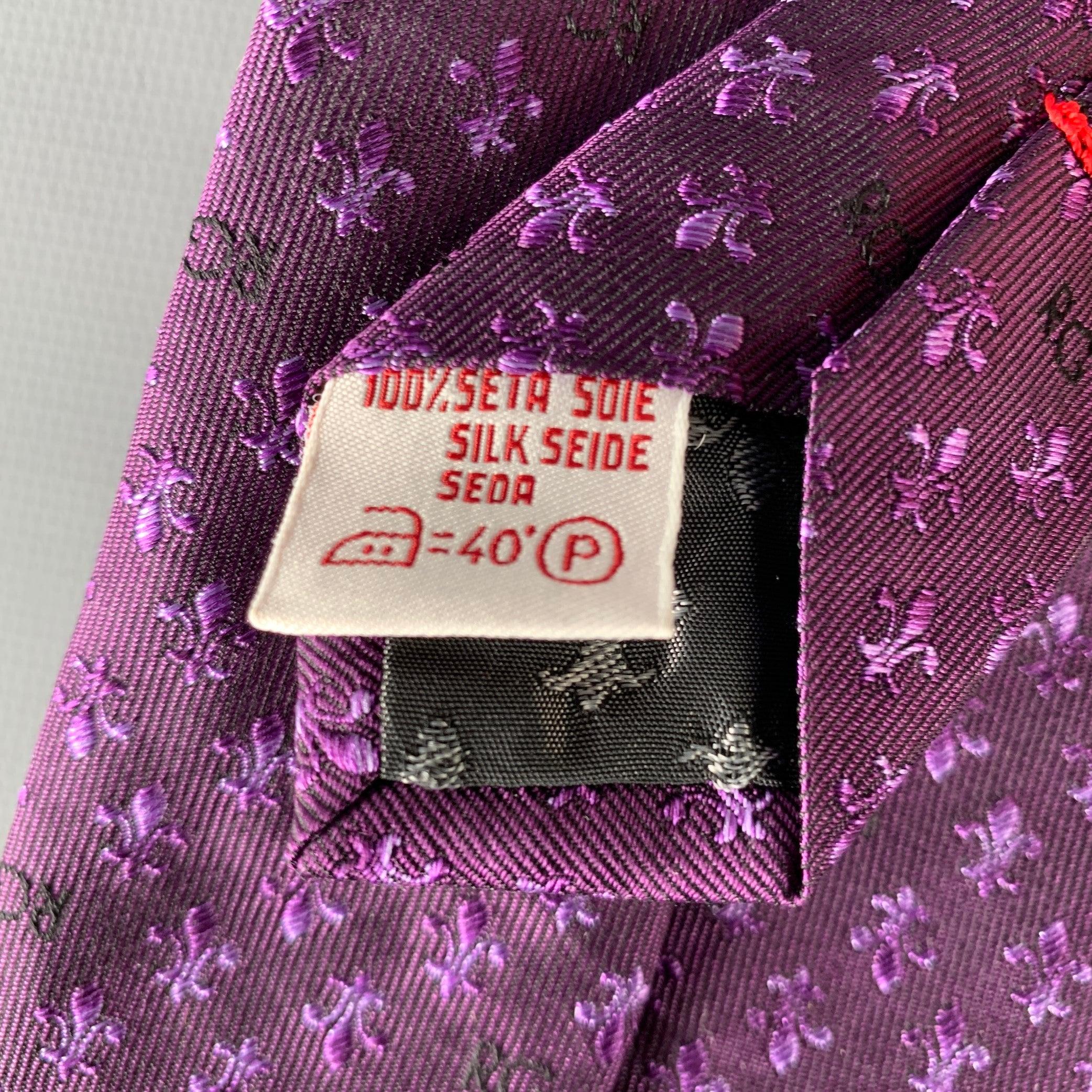 Men's ROMEO GIGLI Purple Fleur de Lis Monogram Silk Tie