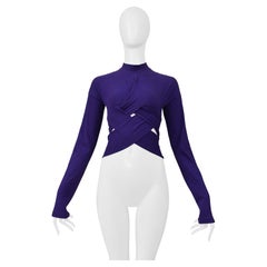 Romeo Gigli Purple Longsleeve Cutout Criss-Cross Top
