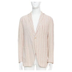 Romeo Gigli blazer slim a righe in cotone rosso beige IT48 M