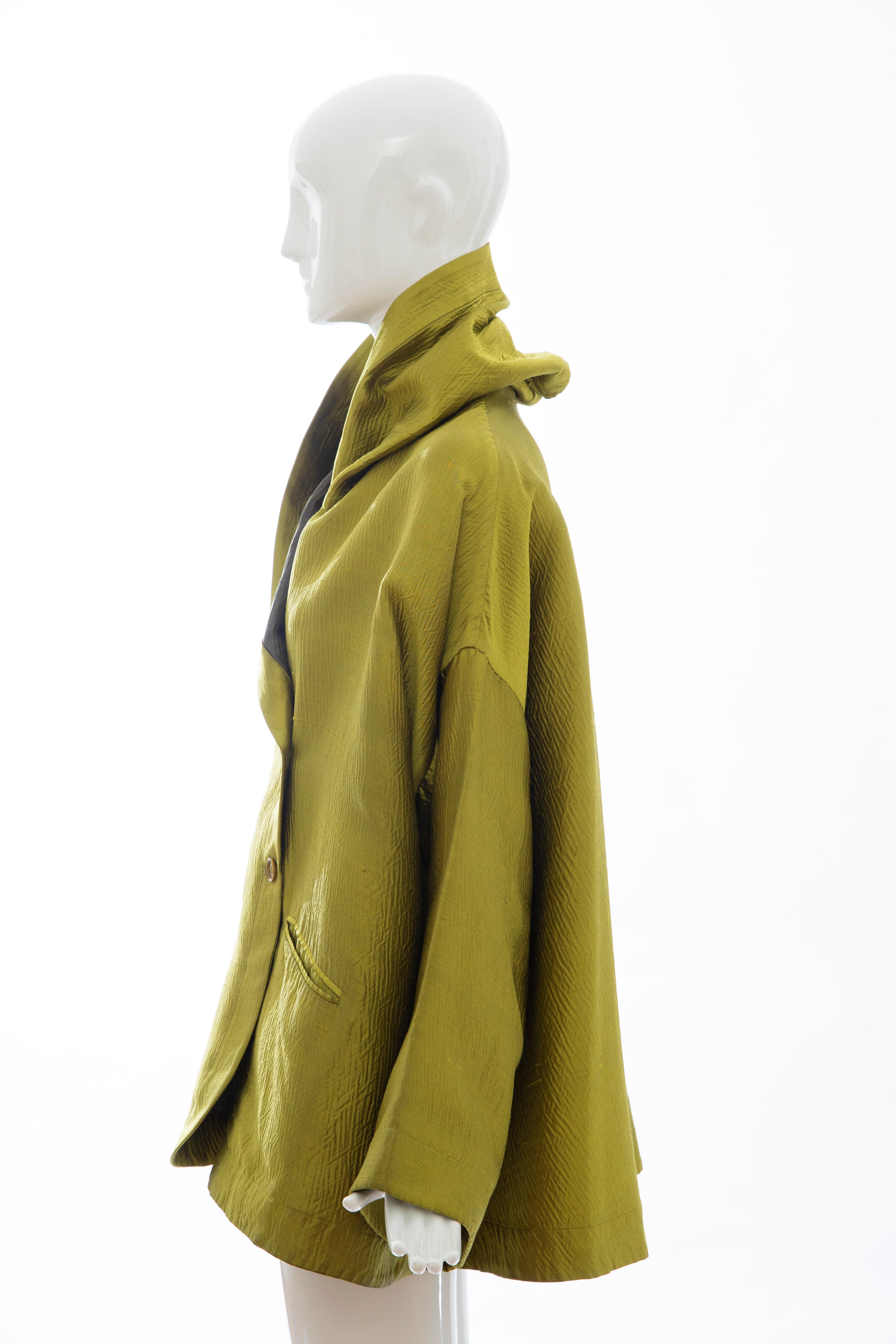 Romeo Gigli Runway Silk Cotton Chartreuse Green Evening Jacket, Fall 1991 7