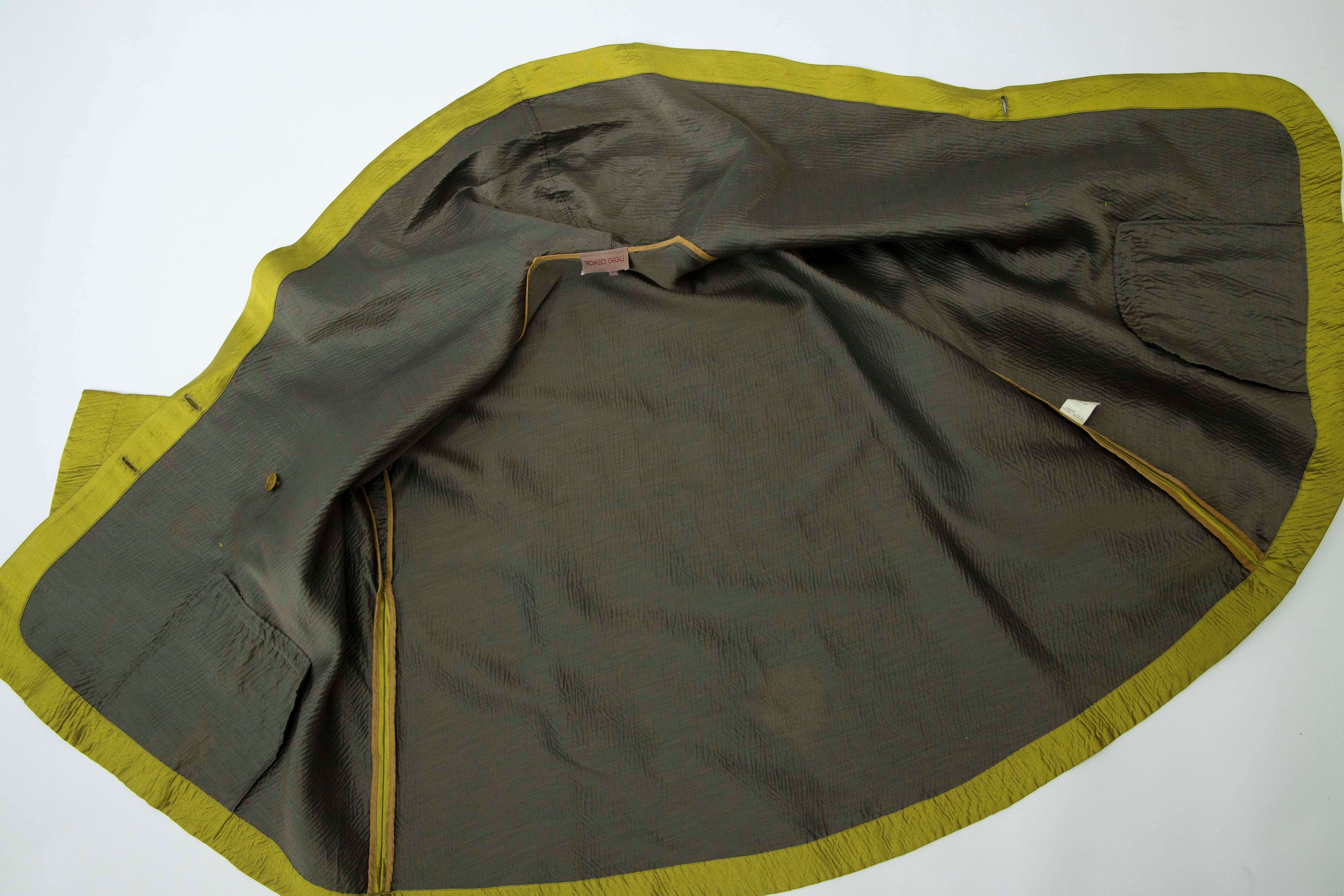 Romeo Gigli Runway Silk Cotton Chartreuse Green Evening Jacket, Fall 1991 12