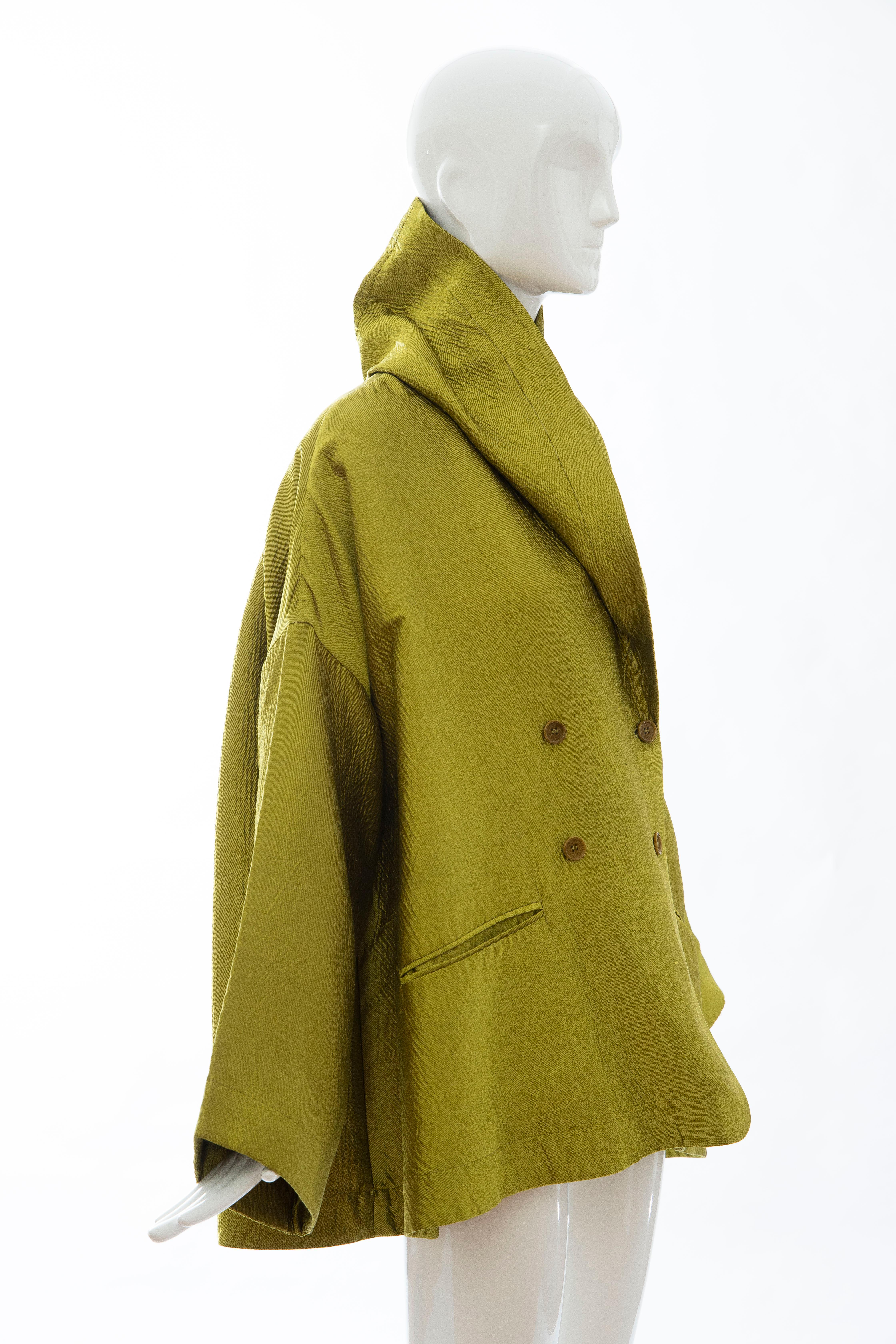 Romeo Gigli Runway Silk Cotton Chartreuse Green Evening Jacket, Fall 1991 1