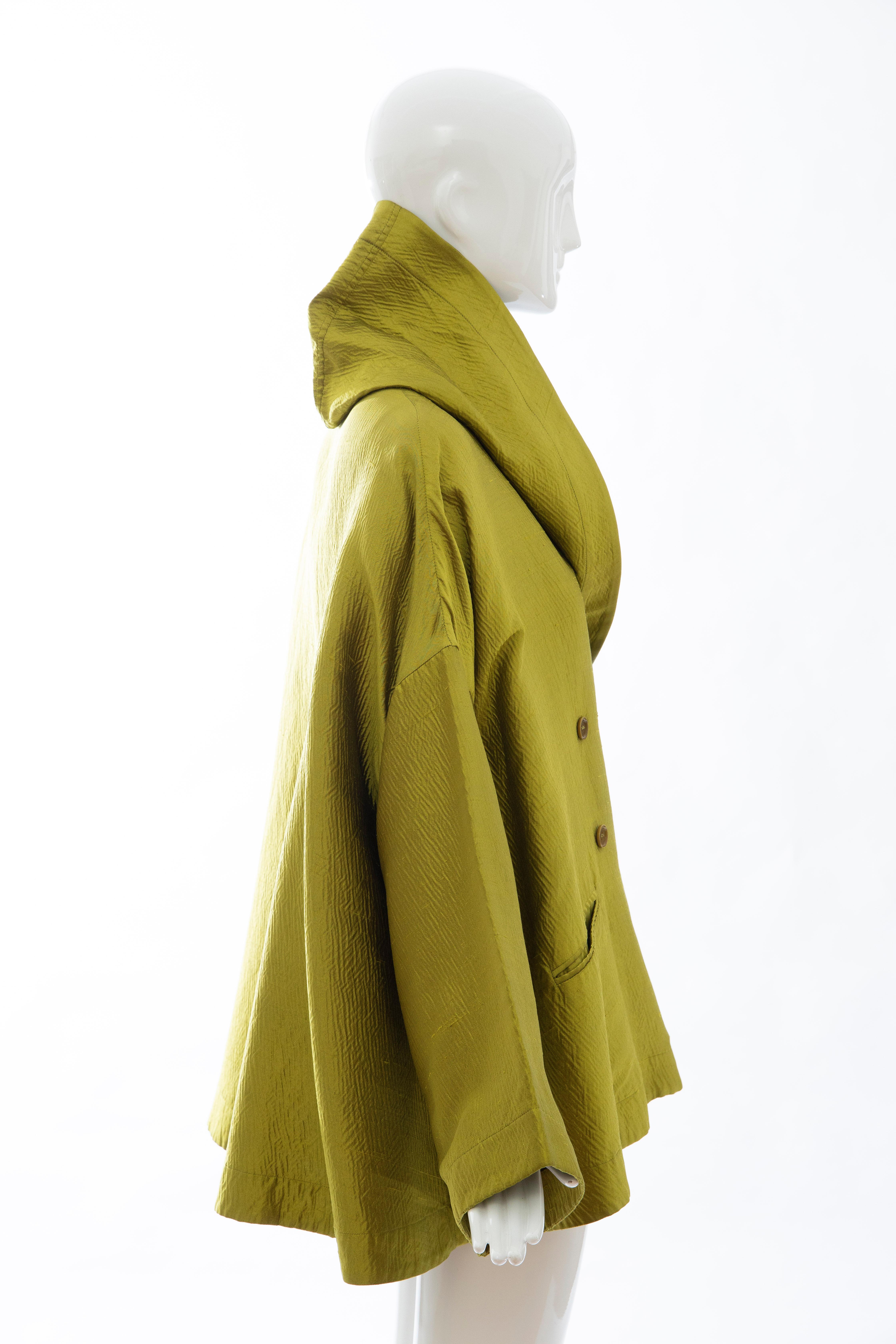 Romeo Gigli Runway Silk Cotton Chartreuse Green Evening Jacket, Fall 1991 2