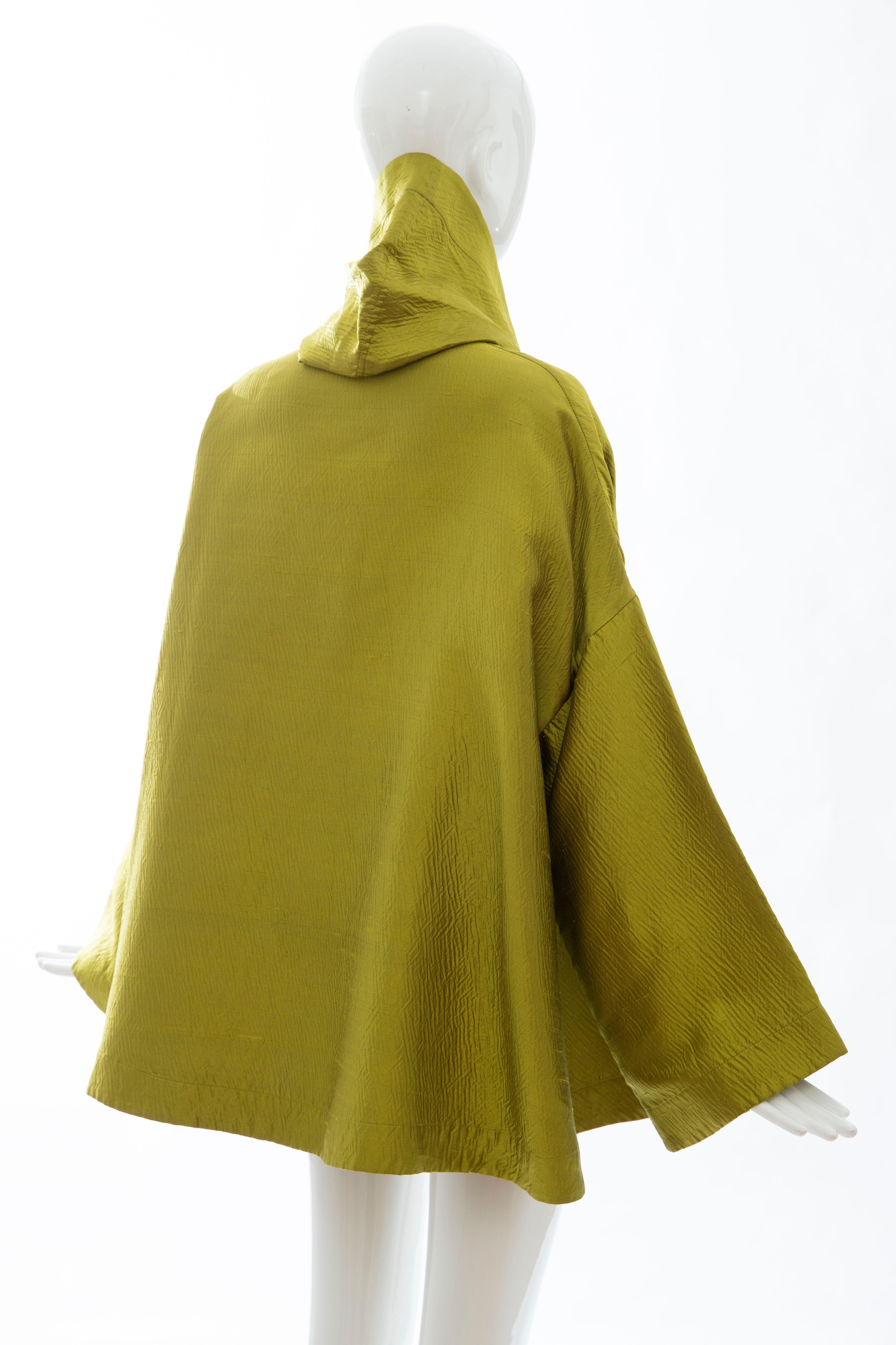 Romeo Gigli Runway Silk Cotton Chartreuse Green Evening Jacket, Fall 1991 3