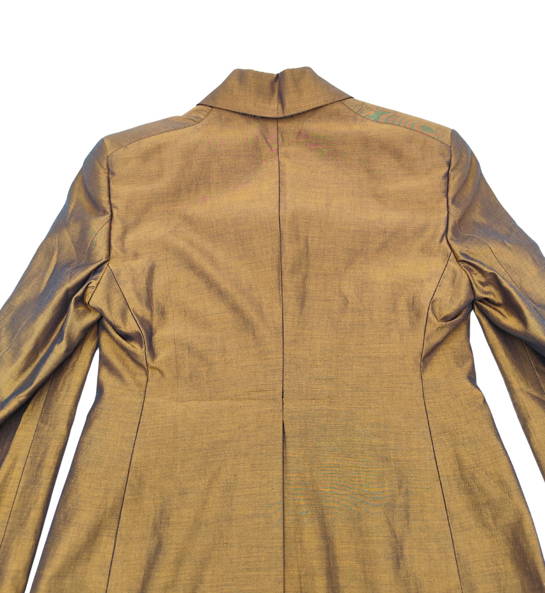 Romeo Gigli S/S 1990 bronzefarbener Langblazer im Angebot 5