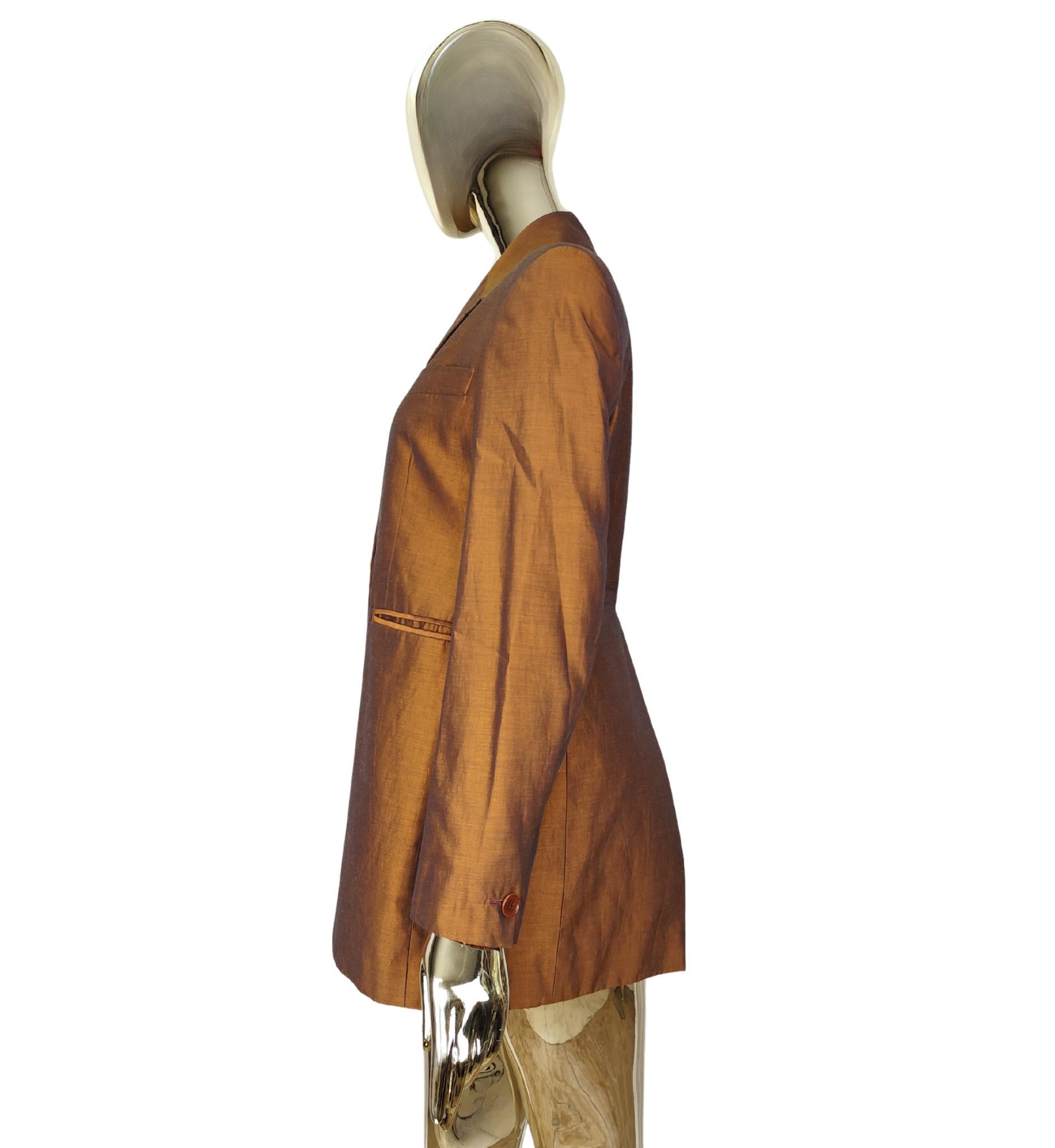 Romeo Gigli S/S 1990 bronzefarbener Langblazer im Zustand „Gut“ im Angebot in Milano, IT