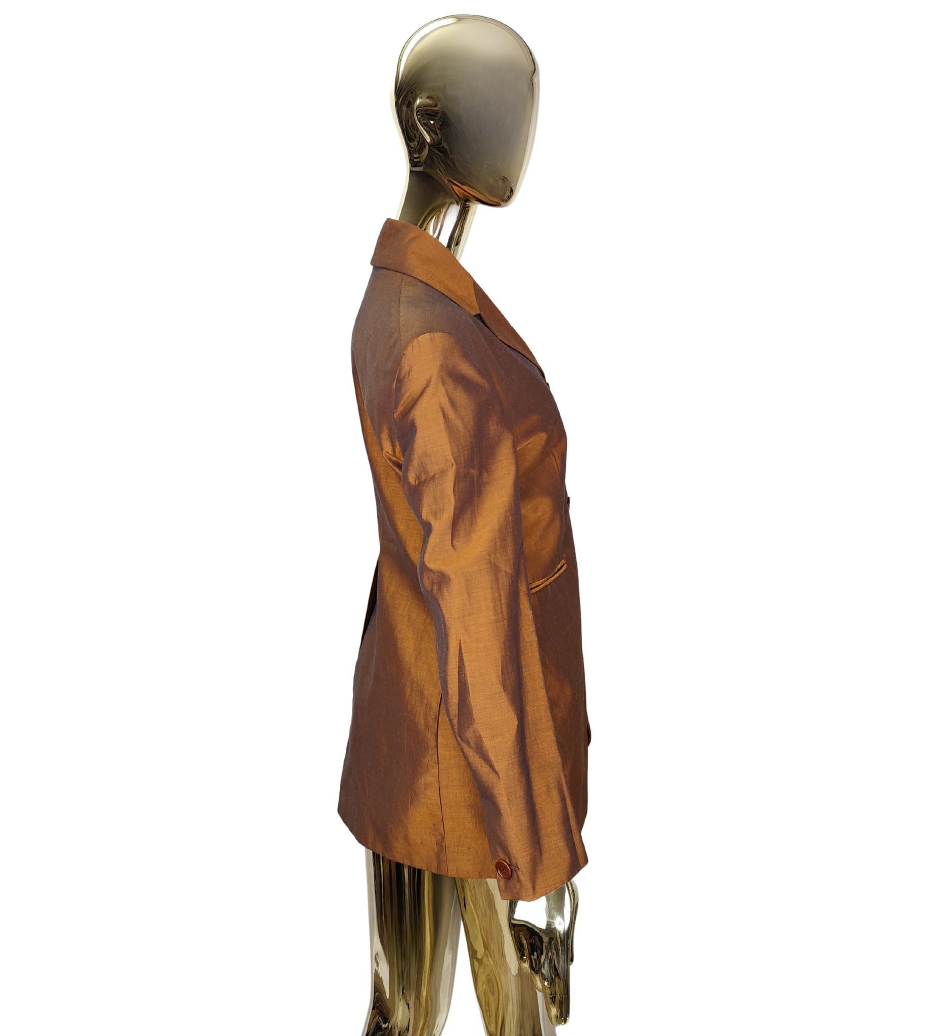 Romeo Gigli S/S 1990 bronzefarbener Langblazer Damen im Angebot