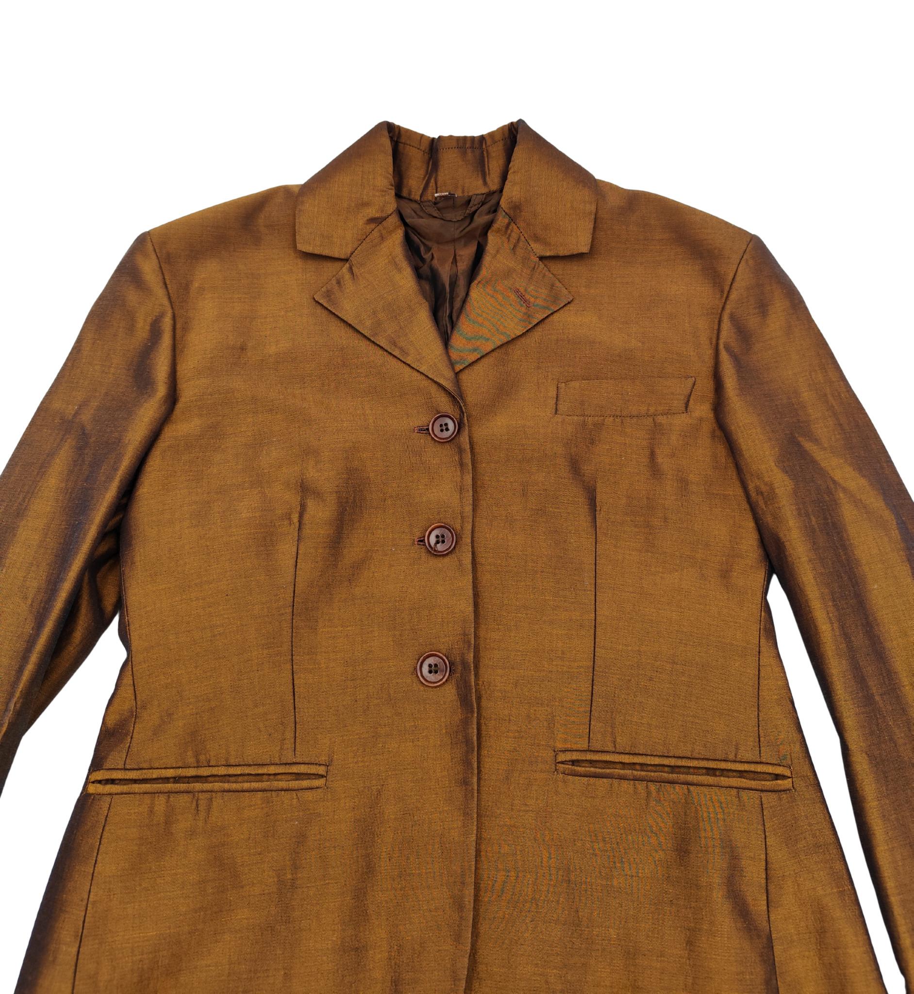 Romeo Gigli S/S 1990 bronzefarbener Langblazer im Angebot 2