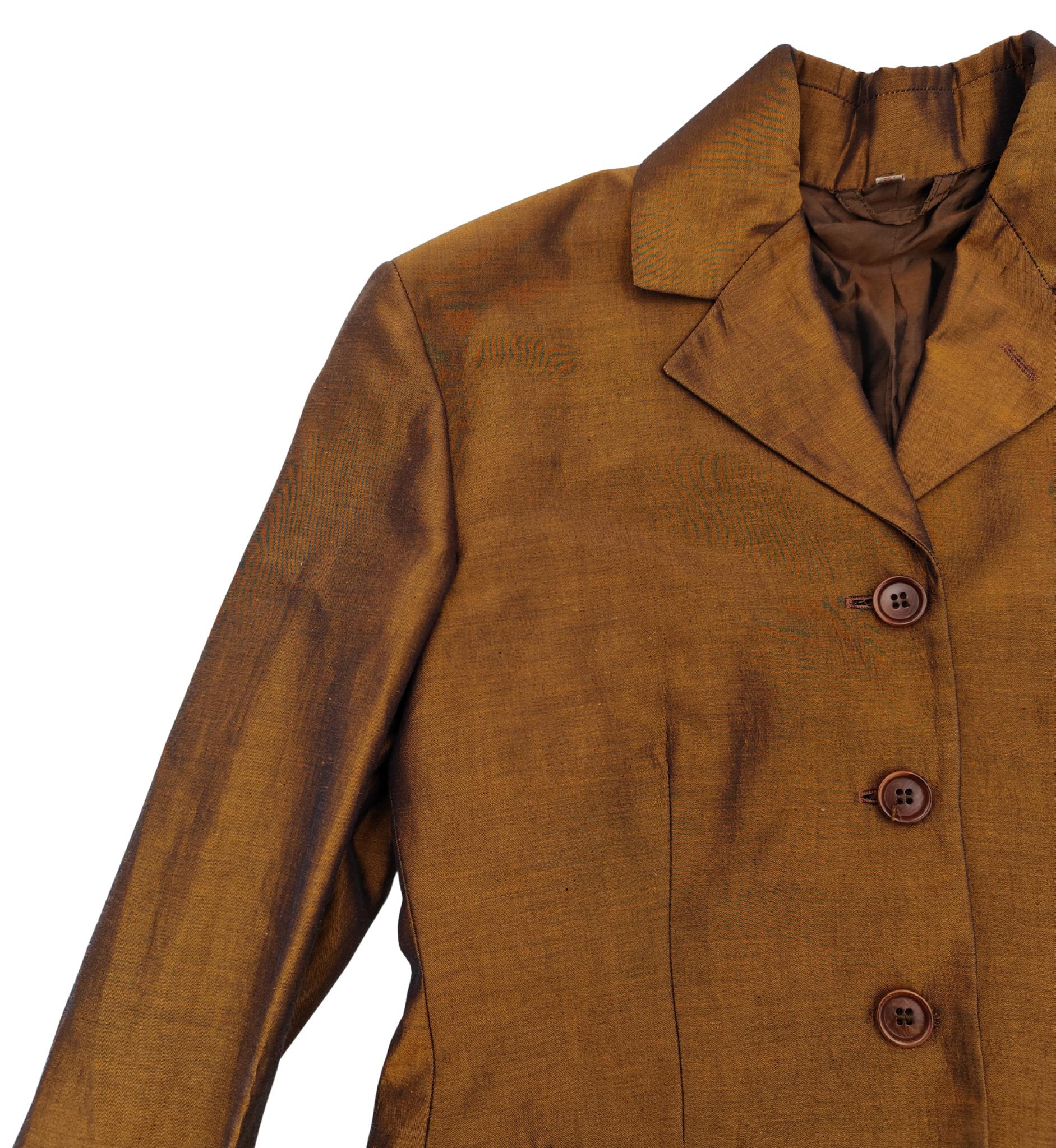 Romeo Gigli S/S 1990 bronzefarbener Langblazer im Angebot 3