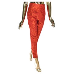Vintage Romeo Gigli S/S 1996 red floral silk high waist pants