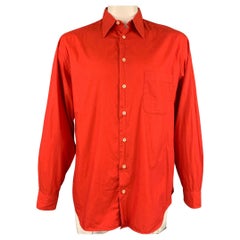 ROMEO GIGLI - Chemise à manches longues boutonnée en coton rouge, taille L