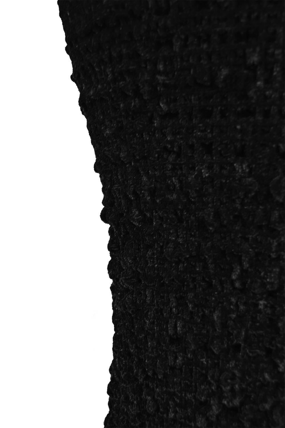 Romeo Gigli Vintage Black Velvet Textured Smocked Ruched Wiggle Skirt, 1980s   For Sale 2