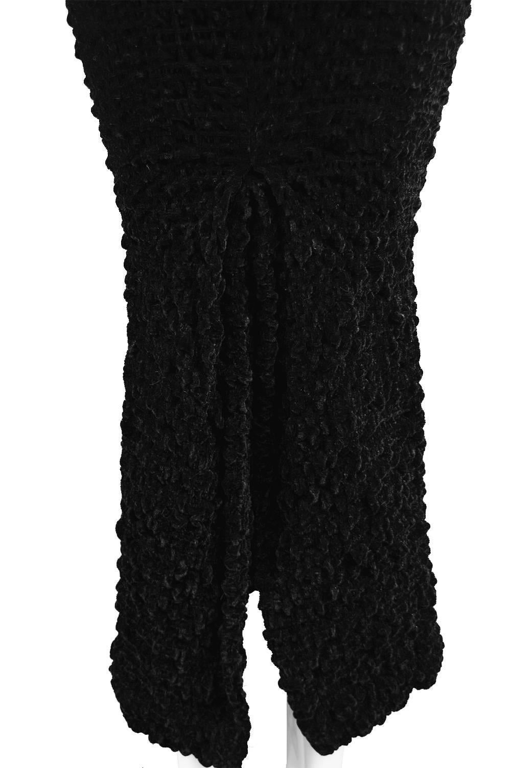 Romeo Gigli Vintage Black Velvet Textured Smocked Ruched Wiggle Skirt, 1980s   For Sale 5