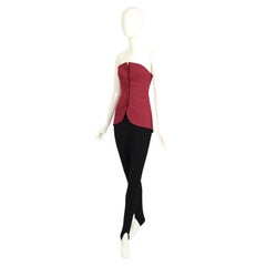 Romeo Gigli vintage 1990s bustier top and black trousers set.