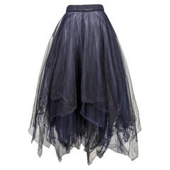 Romeo Gigli Vintage 90s Huge Navy Blue Tulle Net Evening Ball Skirt, 1990s - M