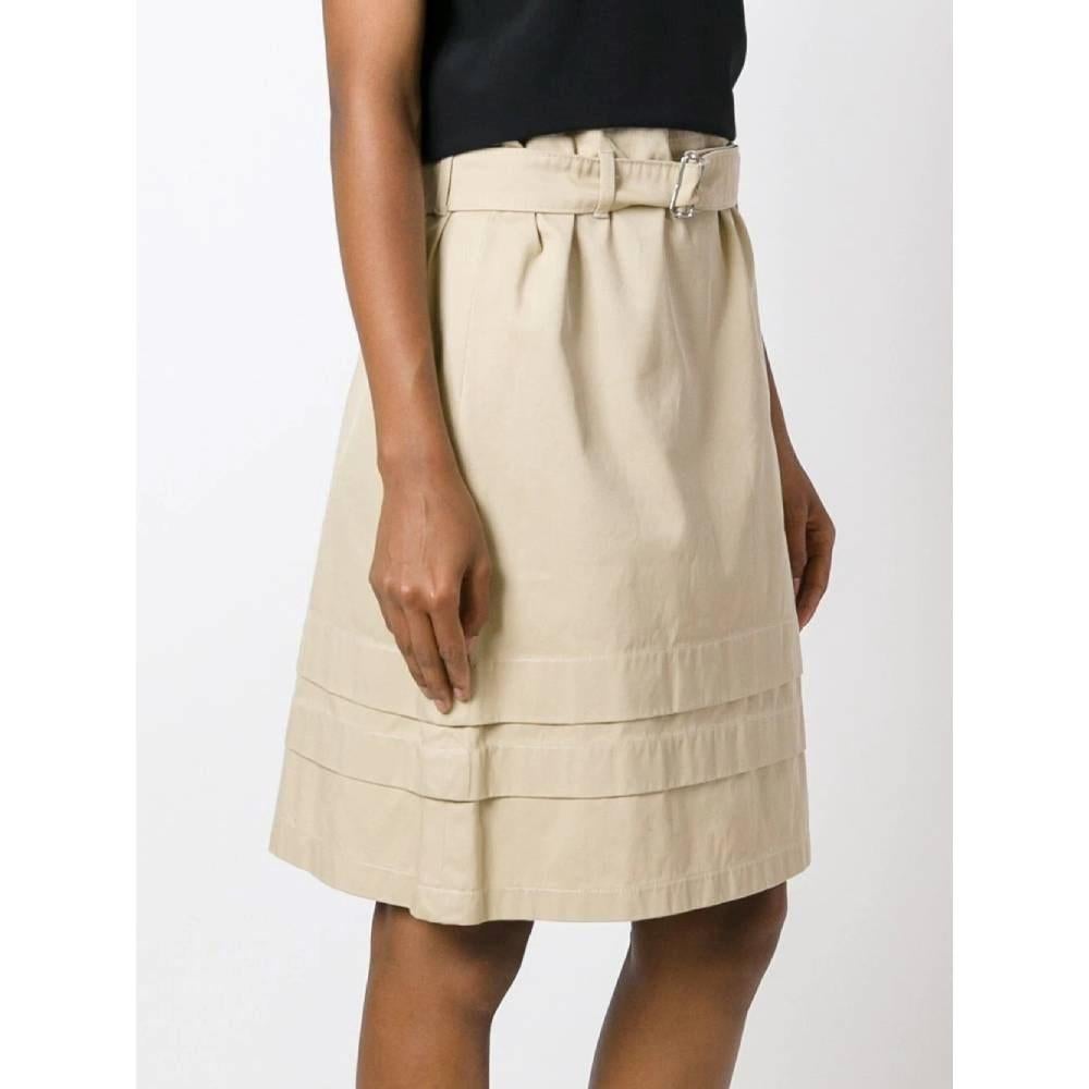 Romeo Gigli Vintage beige cotton 2000s high waist A-line skirt In Excellent Condition In Lugo (RA), IT