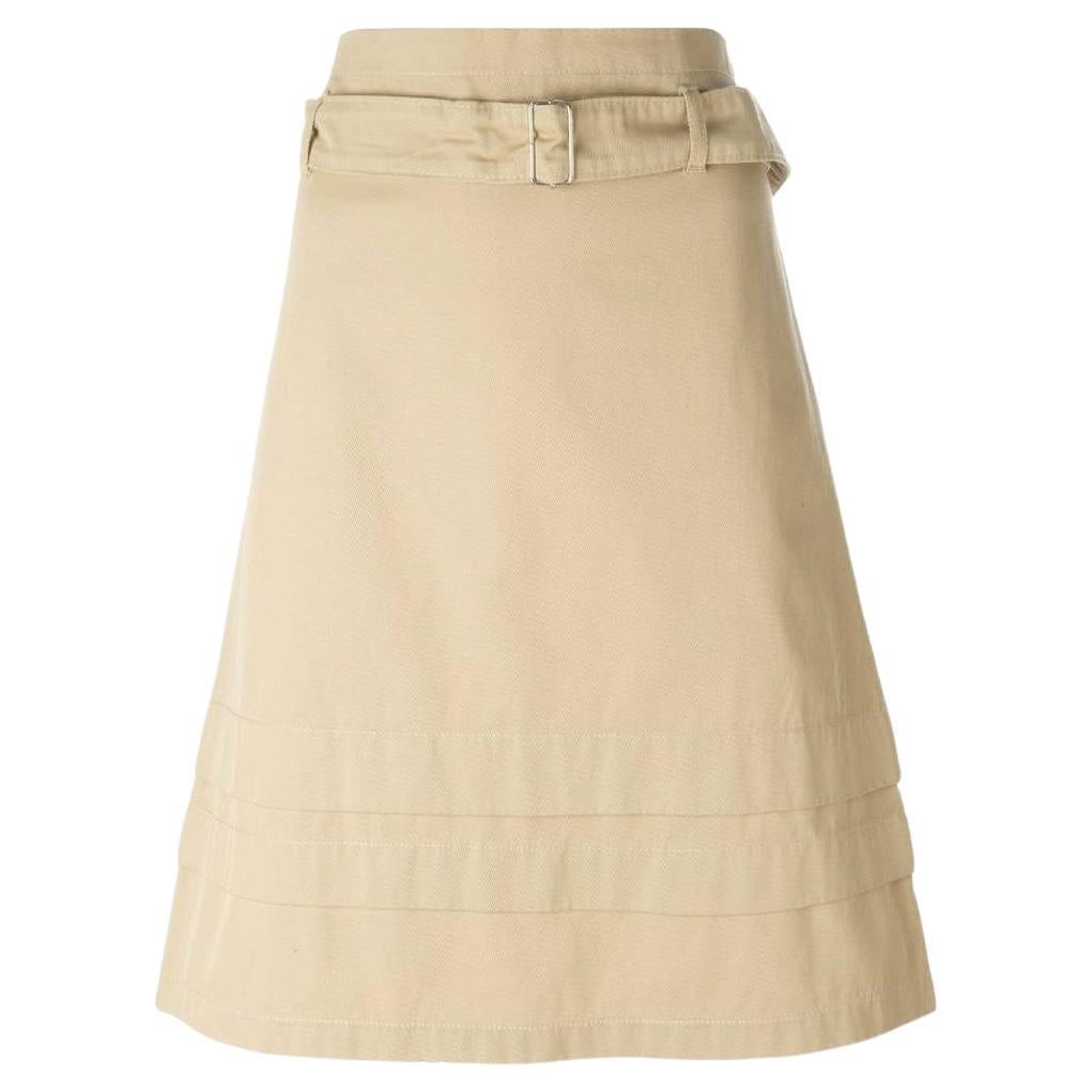 Romeo Gigli Vintage beige cotton 2000s high waist A-line skirt