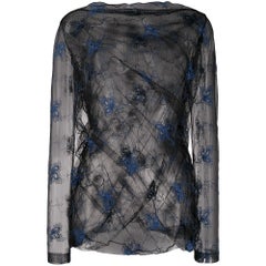 Romeo Gigli Vintage black cotton blend 90s sheer blouse