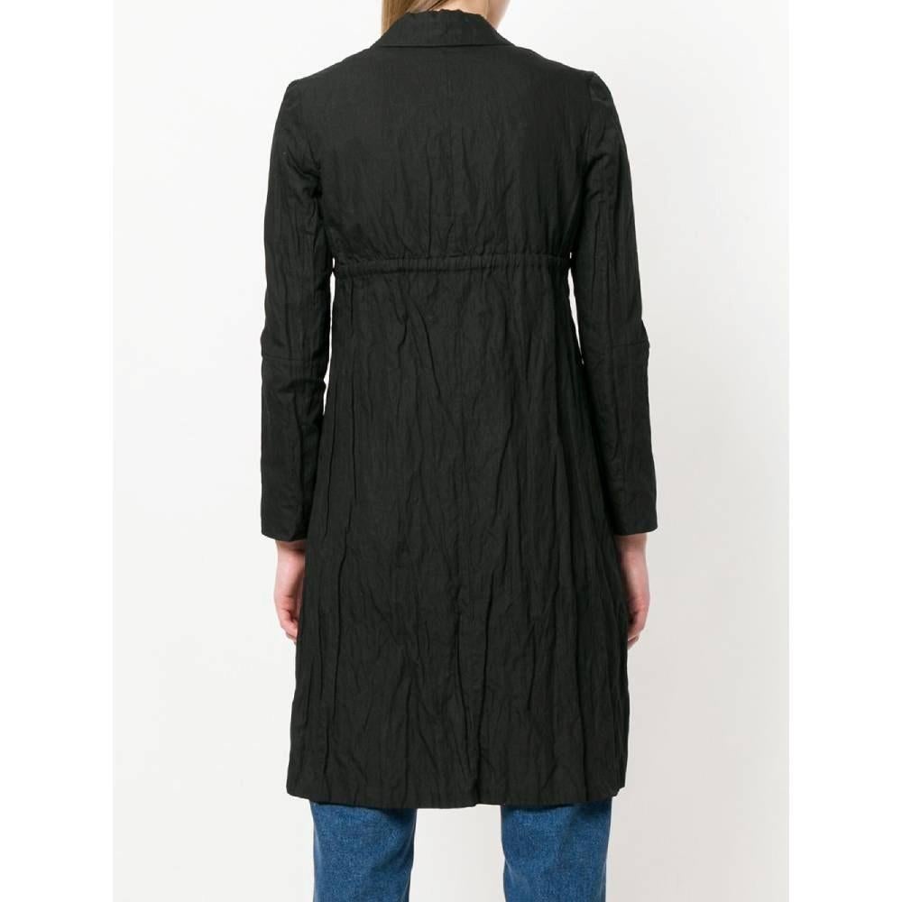 Women's Romeo Gigli Vintage black gathered cotton midi 2000s jacket For Sale