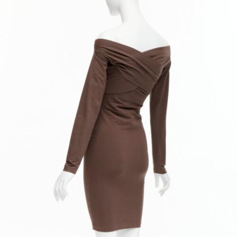 Romeo Gigli Abito bodycon vintage in cotone marrone, con incrocio di spalle, IT40 S in vendita 1
