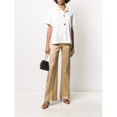 Romeo Gigli Vintage gold-tone and red stripes silk 90s palazzo trousers