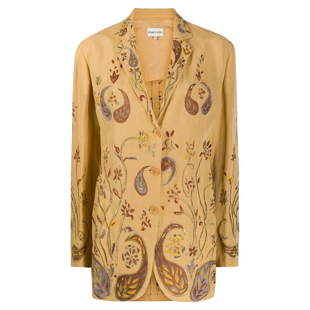 Romeo Gigli Vintage ockerfarbene ViskoseJacke aus den 90er Jahren mit