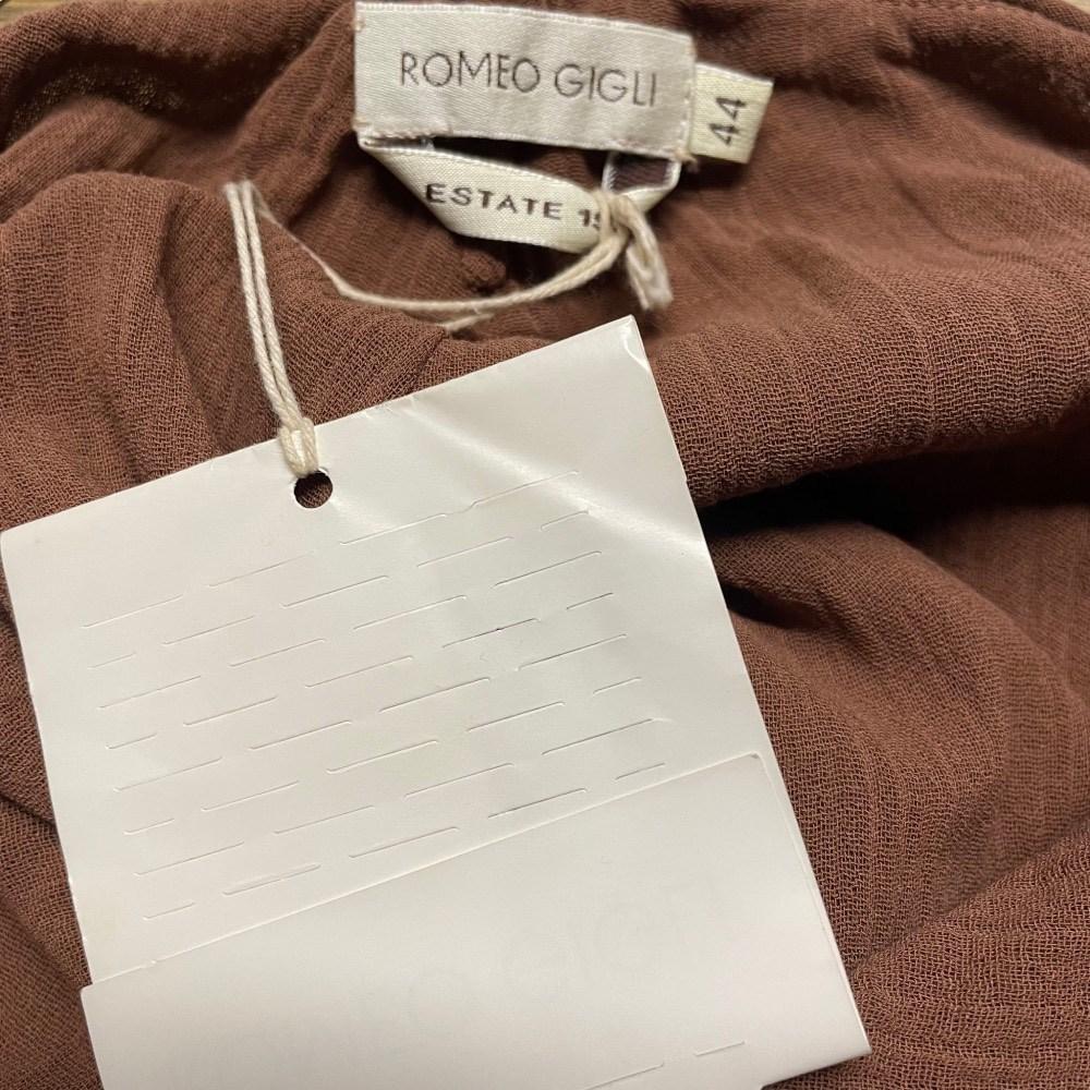 Romeo Gigli Vintage rust brown cotton off-shoulders 90s dress 2
