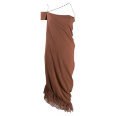 Romeo Gigli Vintage rust brown cotton off-shoulders 90s dress